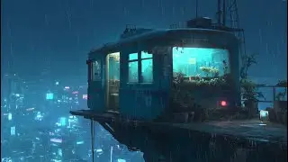 Watching Rain from the Balcony | Cyberpunk Lofi Music | 2077 Cityscape