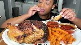 ASMR EATING 먹방 WHOLE ROTISERRIE CHICKEN & SWEET POTATOE FRIES ASMR MUKBANG 먹방 REAL EATING SOUND