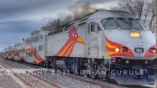 NMRX 102 passes BNSF 3921 in the siding