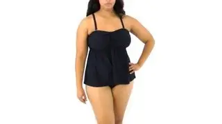 Sunsets Black Plus Size Bandeau Tankini Top | SwimOutlet.com