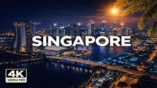 Singapore Night City 4K | Relaxing Drone Footage with Ambient Music