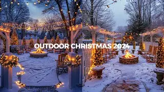 2024 Outdoor Christmas Decor with Stunning Fire Pit and Lights