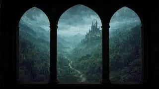 Castle Window Projector 🌧️ Rainy Medieval Castle Window View | Rain Sounds for Sleep