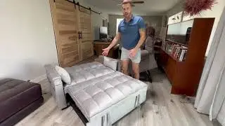 3 in 1 Convertible Sleeper Sofa Bed, Futon Couches for Living Room with Side Pocket