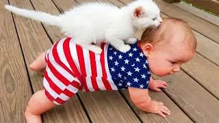 Try Not To Laugh: Baby & Pets Funny Fails 🤣 Cute Animal Moments | Baby Bliss