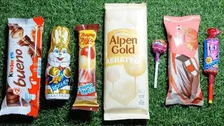ASMR Most Popular Candys / some lots of colorful rainbow lollipop candy / unpacking chocolate eat