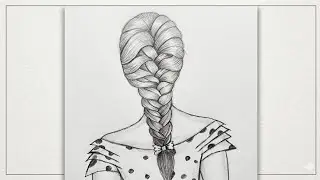 How to draw a girl Backside braid hair Sketch Tutorial ✏️||step by step 