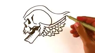 AMAZING How to Draw a SKULL on Fire with WINGS