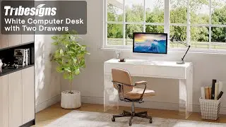 Tribesigns Modern Writing Desk with 2 Drawers & Acrylic Legs -NY075 #workspace