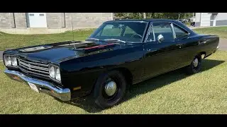 1969 Black Plymouth Roadrunner. Numbers matching with the 426 Hemi, 4 speed and track pack