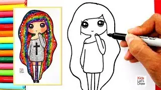 Cómo dibujar y colorear una CHICA TUMBLR ARCOIRIS