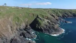 Cornwall aerial coastal Botallack Mines video