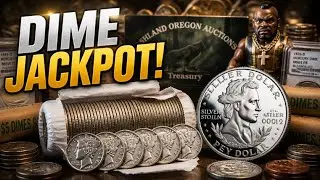 9 SILVER DIMES FOUND COIN ROLL HUNTING 2 BANK BOXES!