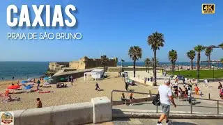 4K Walking Tour | Praia de S&atilde;o Bruno, Caxias Beach | Peaceful Coastal Walk in Portugal 🇵🇹