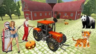 off-road heavy cargo tractor trolley game - farm animal cargo trailer - Gameplay.