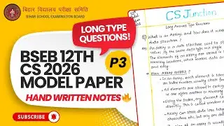 Most Important Questions | Bihar Board 12 Computer Science Exam 2026 | Model Paper Based🔥#csjunction