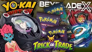 OPENING THE DARK YO-KAI WATCH, POKEMON CARDS, AND BEYBLADES WITH BOB... HALLOWEEN SPECIAL