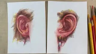 Live Replay ✏️ Hyper-Realistic Ear Drawing | Colored Pencil Skin Texture & Details | Live Tutorial