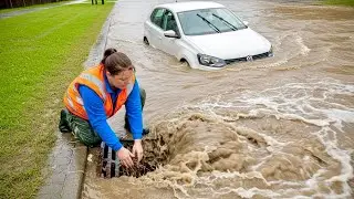 Watch This: Unclogging a Flooded Street Drain in Action!