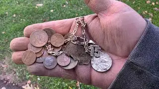 Finding silver metal detecting an old park!!!