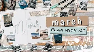 march 2022 PLAN WITH ME | travel aesthetic | bullet journal setup creative journaling