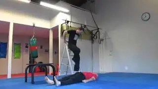 Jumping on stomach from a ladder