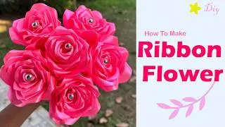 හරිම ලේසියෙන් රිබන් මලක් හදමුද?#ribbon #ribbonflowers#flowers#smallbusiness #flowerbouqet#diy#craft 