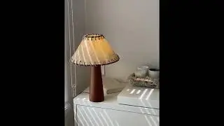 Mid-Century Vintage Dark Solid Wood Parchment Table Lamp