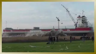 Ship Launch Of Cargo Ship REGGEBORG // Shipyard Ferus Smit