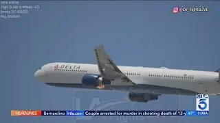 Delta flight returns to LAX after engine catches fire