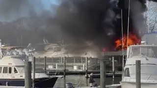 Boat catches fire at marina in Old Saybrook