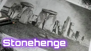 STONEHENGE DRAWING using Charcoal Pencil & Charcoal Powder (Rendering Technique) | April Joy Olais