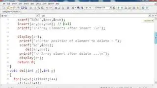 insert Delete Array Elements : C prgramming