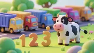 Moo Moo Cow Counts Trucks Calmly | Fun Nursery Rhymes & Kids Songs
