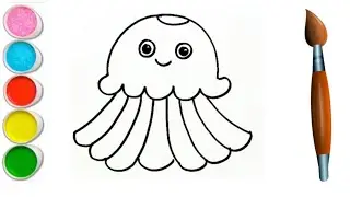 Jellyfish drawing for beginners | Coloring & Painting toddler art | Kids Drawing | Kids Video |
