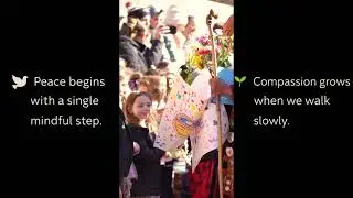 Walk for Peace USA | Children Welcome Buddhist Monks with Flowers and Smiles