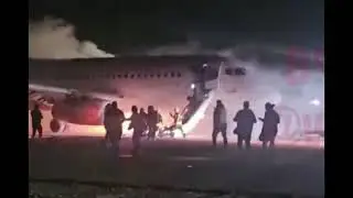 Russian airliner SSJ-100 from the Azimuth Airlines caught fire at Antalya Airport, Turkey