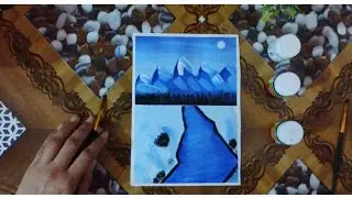 Winter pahad hill painting try I hope you like my drawing and enjoy 😊#easy 