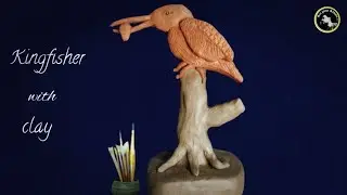 Kingfisher bird making with clay / Easy clay bird model making ❤️ #kingfisher #art #clay #craft #