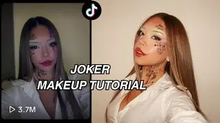 Урок по макияжу Джокера на Хэллоуин!! *Вирусный в TikTok* *Подробно*