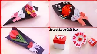 Four Easy Origami Valentine Gift Idea | DIY Paper Bouquet | Origami Paper Gift Idea | School Project