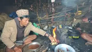 Food cooking himalayan food shepherd food cooking style in sheep shelter himalayanside eastern nepal