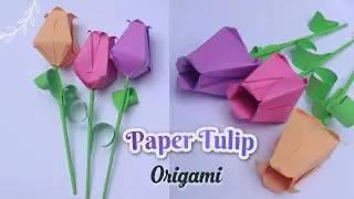 Easy paper tulip idea|How to make a beautiful paper tulip|Flower series part_ 7|#ZUNIARTANDCRAFT