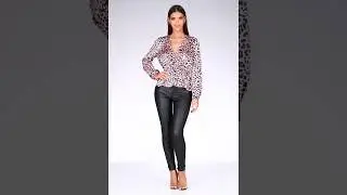 Leather look pants and Pink Leopard Print Peplum Top