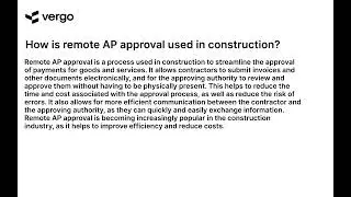 Remote AP Approval in Construction: Explained