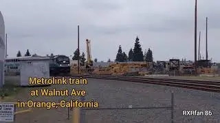 Metrolink train rounding the curve in Orange, California