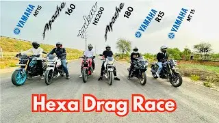 Yamaha R15 vs Ns250 vs Apache Rtr160 vs MT15 vs apache Rtr180 Drage race // Hexa drag race