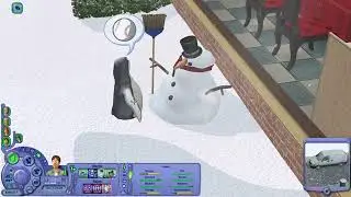 lol how cute the stray penguin talks to snowman animation The Sims 2 Legacy #thesims2 #fypp #shorts