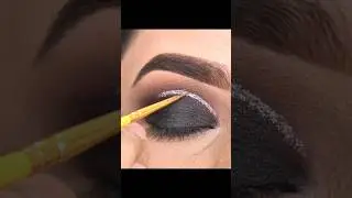 lets learn Black smokey eye look with silver glitter liner #makeup #shorts #smokeyeye #trending