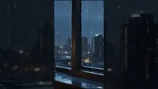 Rainy Night Window View  Calm City Rain for Relaxation